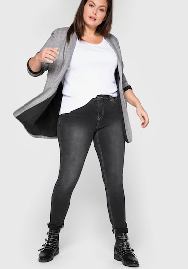 sheego Skinny Jeans in 5-Pocket-Form - black denim