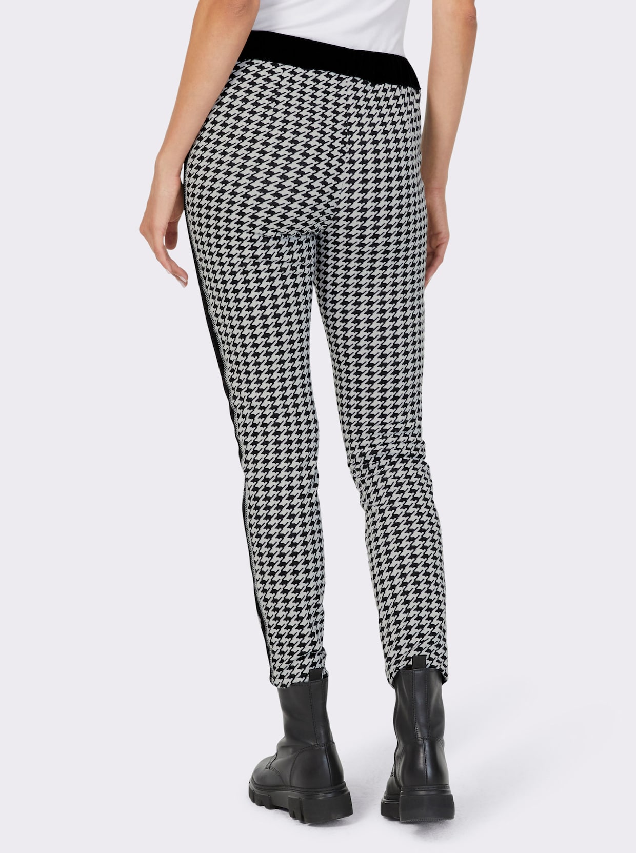 heine Pantalon en jersey - noir-blanc pied-de-poule