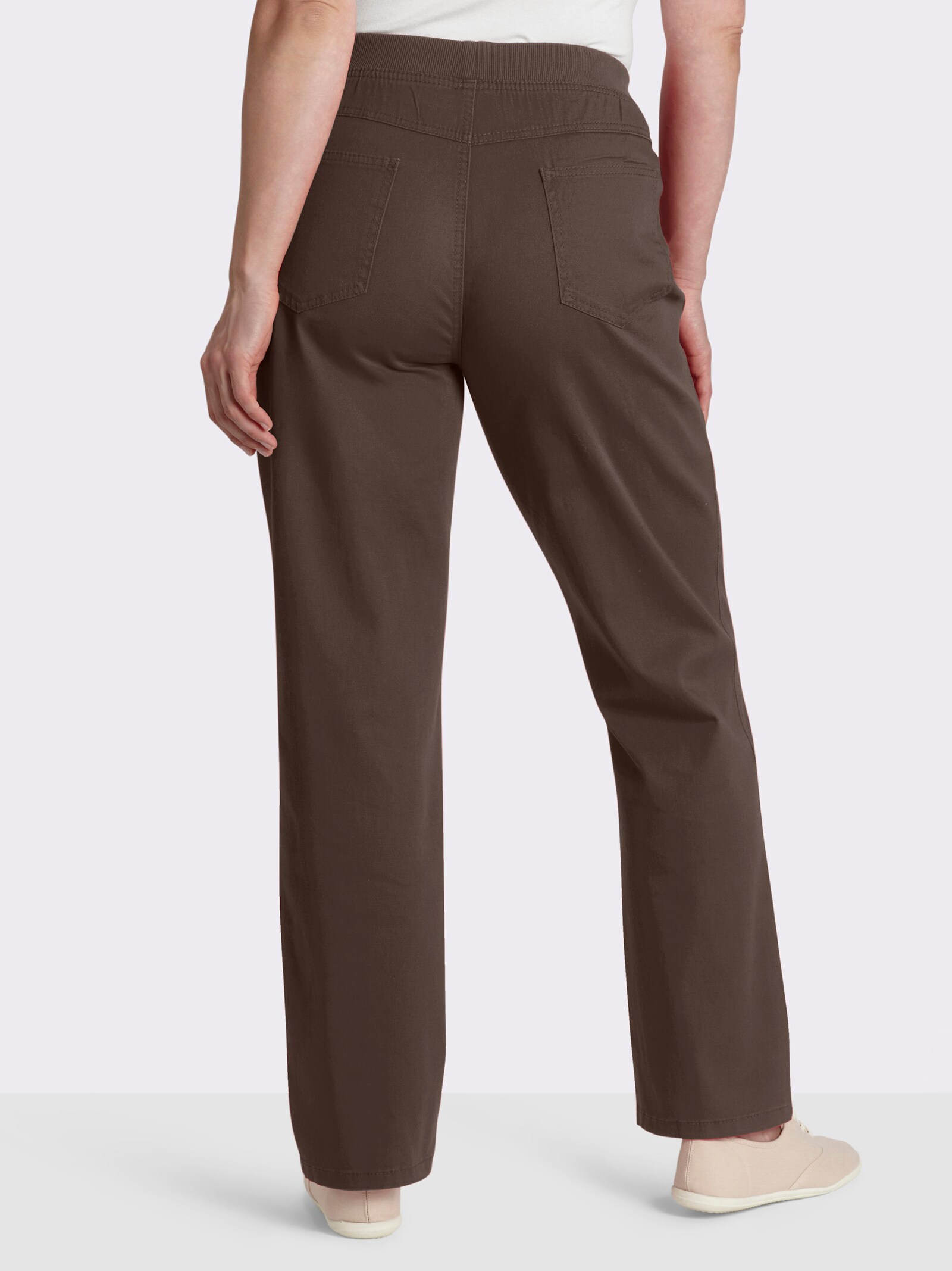 Stretch-Jeans mit Rundum-Dehnbund - taupe