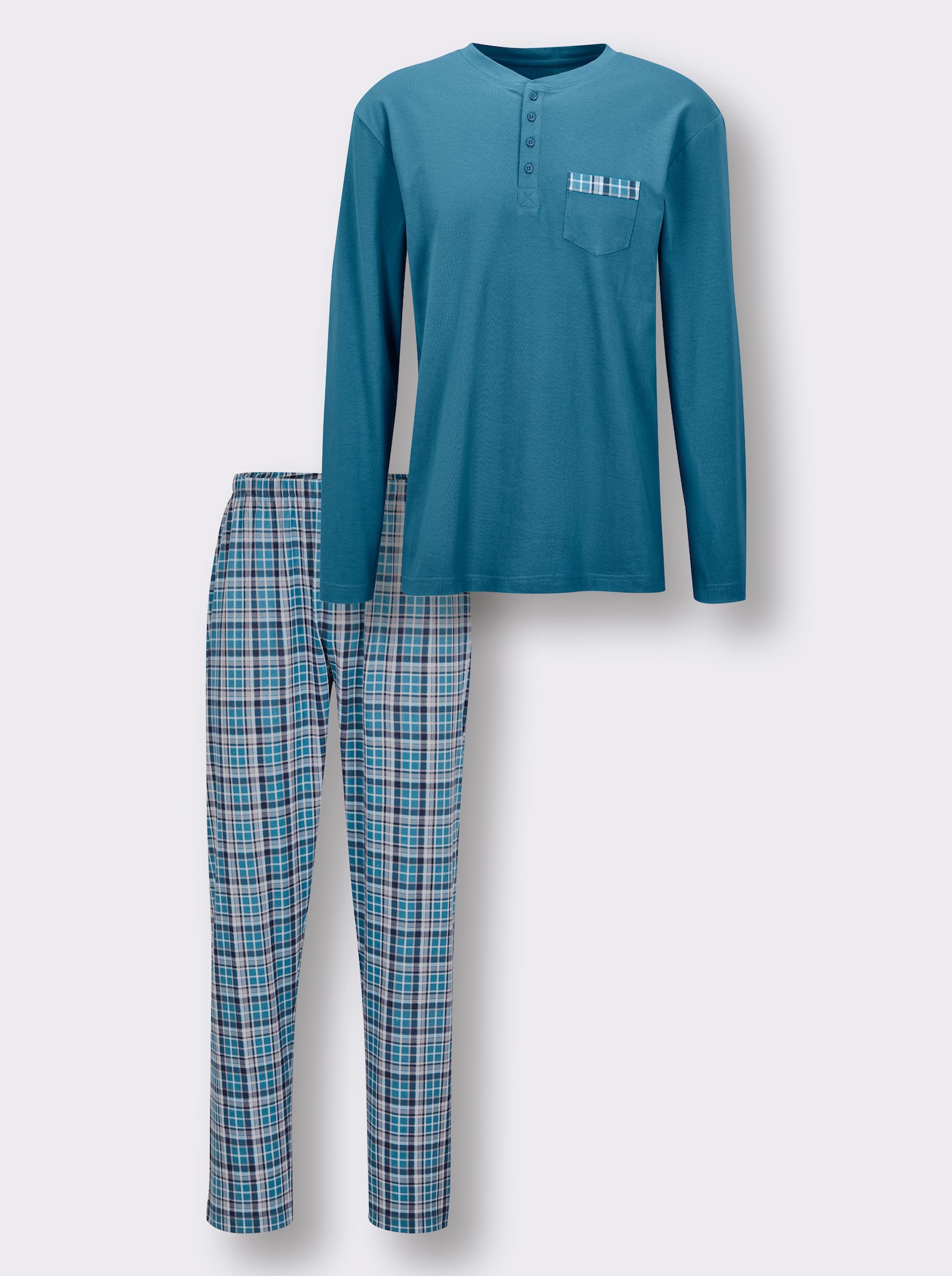 wäschepur men Schlafanzug - topas-dunkelblau-bedruckt