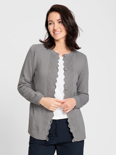 Strickjacke - steingrau-meliert