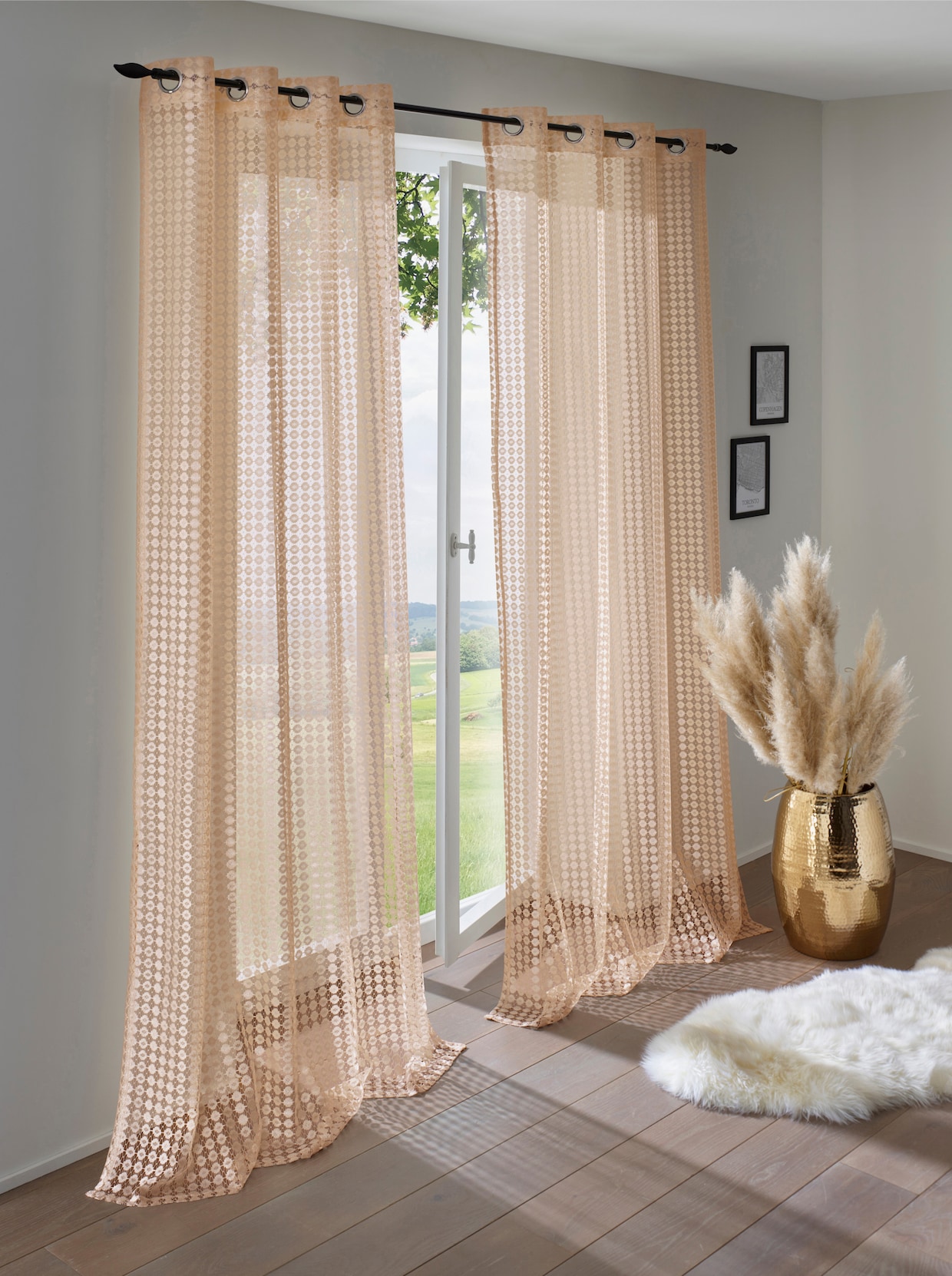 heine home Decoratieve vitrage - goudkleur