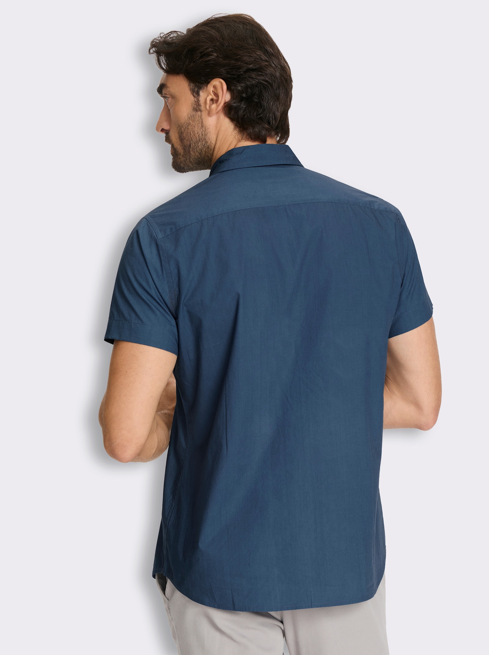 Kurzarmhemd in Baumwoll-Qualität - jeansblau