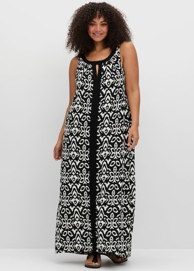 sheego Jerseykleid - schwarz-weiß