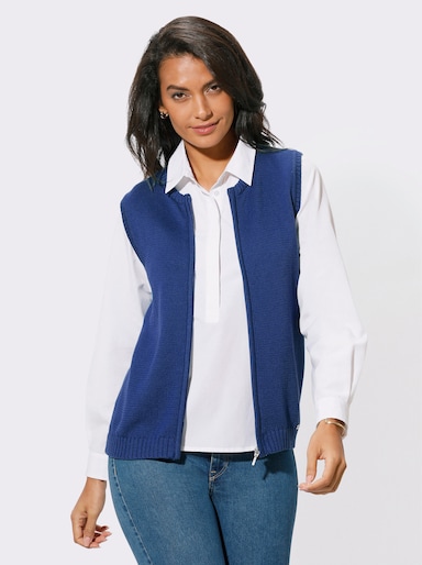 Strickweste mit Reißverschluss - royalblau