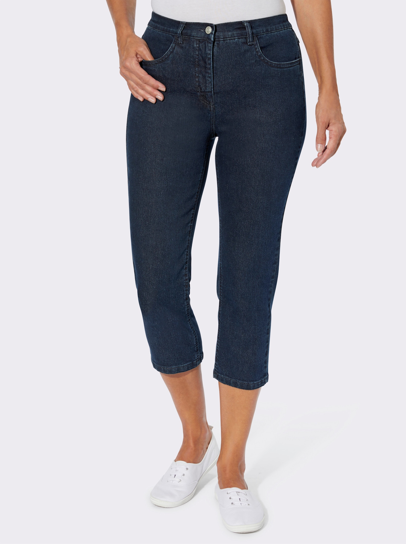3/4-Jeans mit Zier-Schnürungen - dark blue-denim