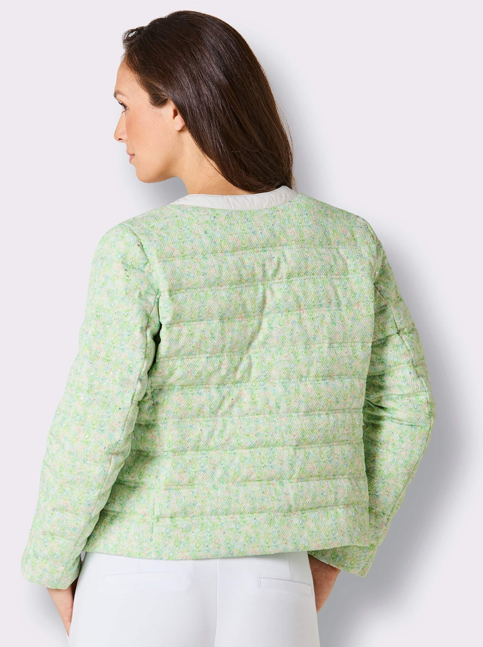 CREATION L PREMIUM Veste en duvet avec motif matelassé horizontal - réséda-écru imprimé