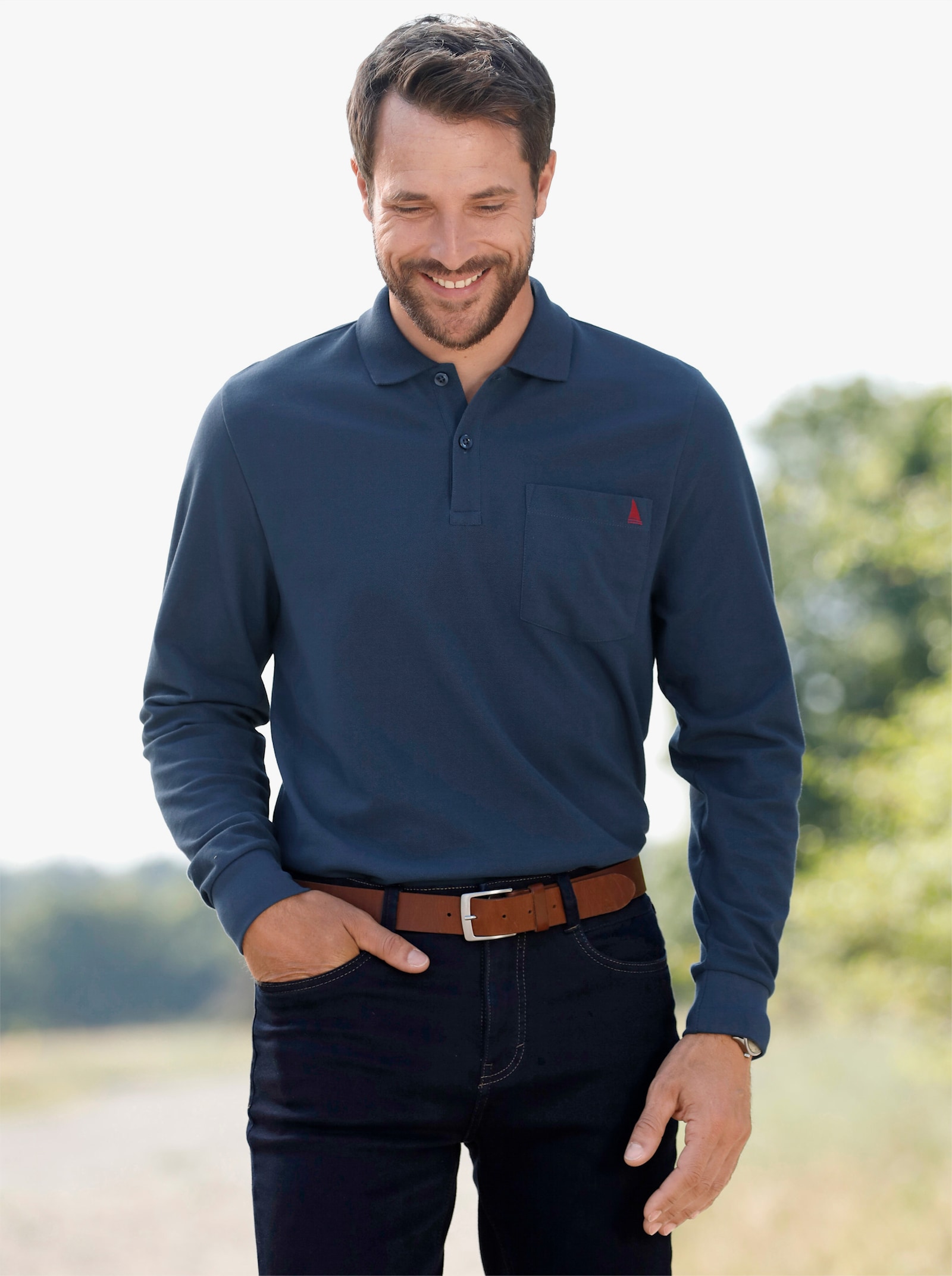 Catamaran Langarm-Poloshirt - dunkelblau