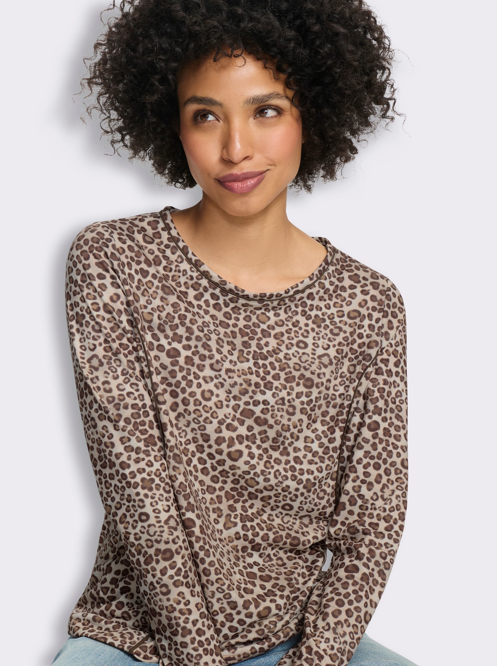 heine Print-Shirt - champagner-schoko-bedruckt