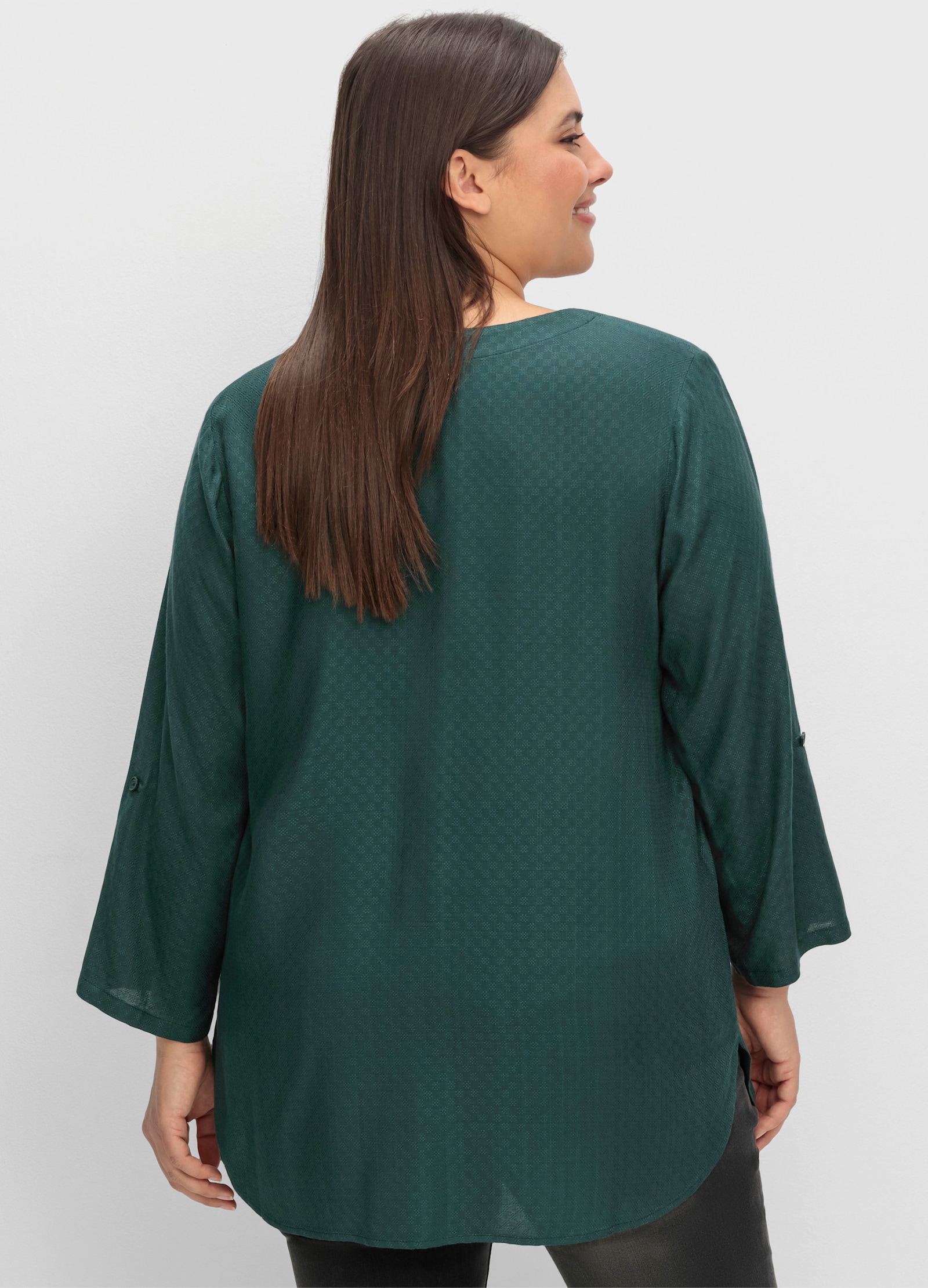 sheego Tunika mit dekorativer Falte - tiefgrün