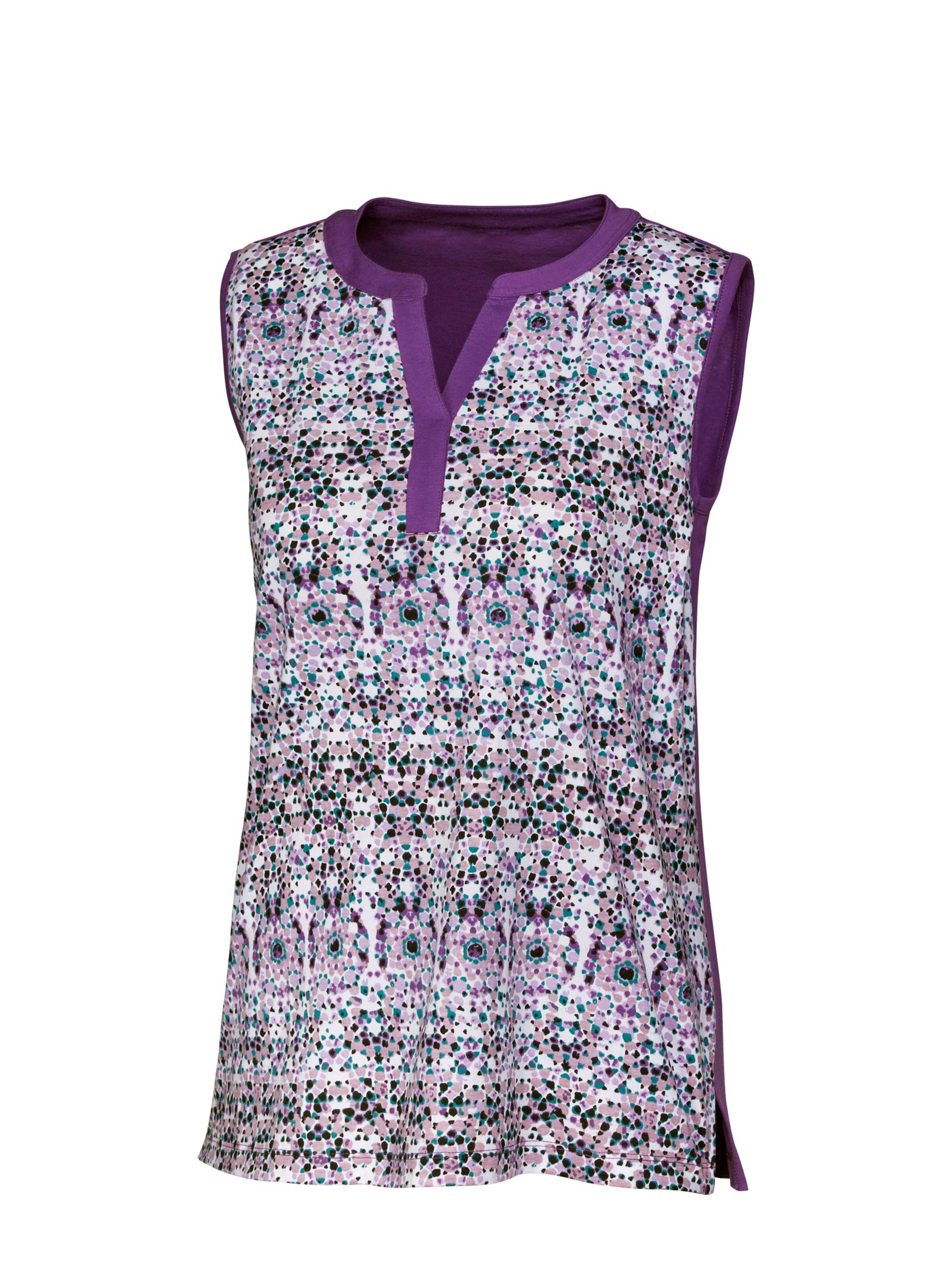 Shirttop - lila-gemustert