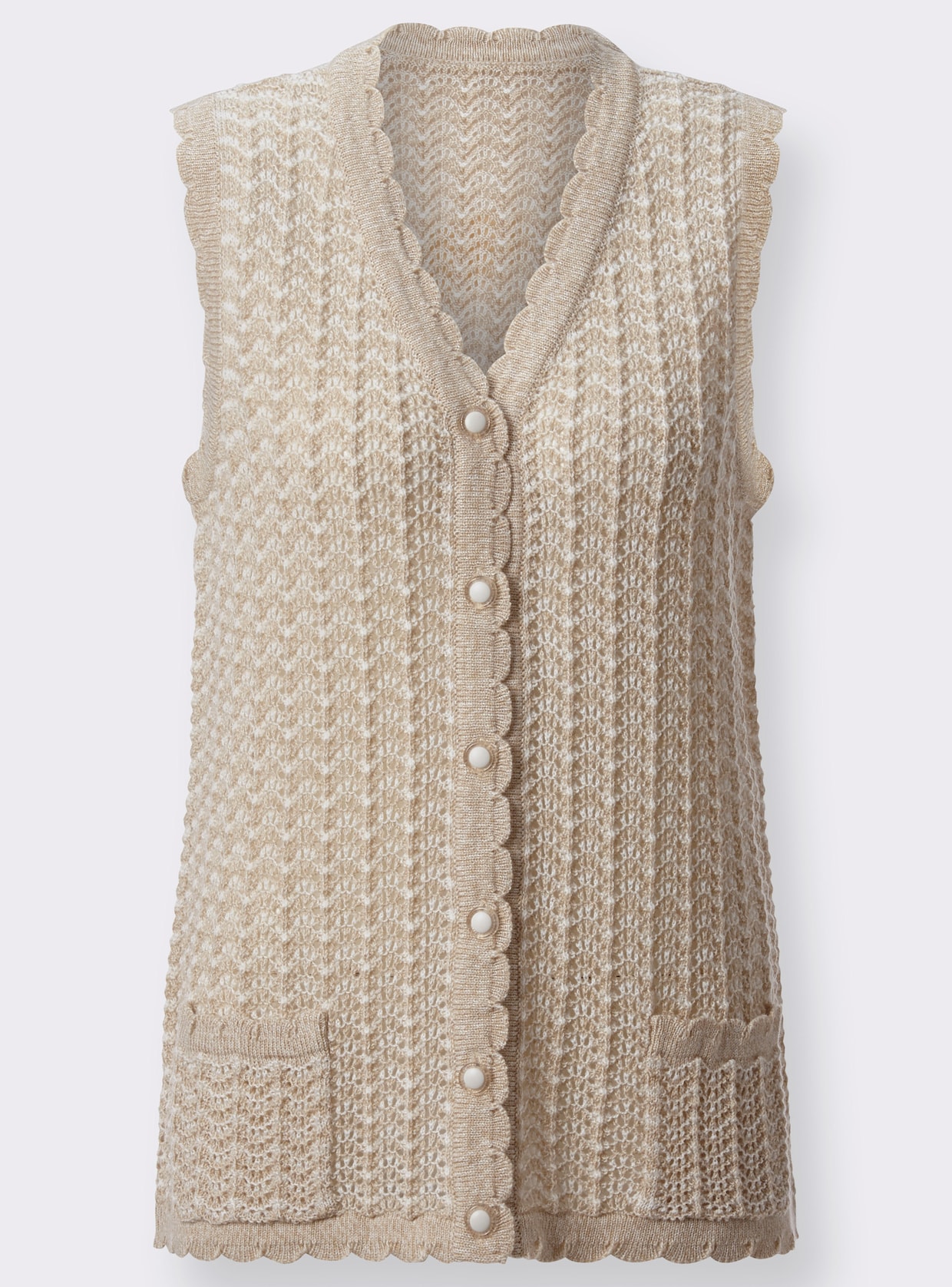 Mouwloos vest - beige gemêleerd