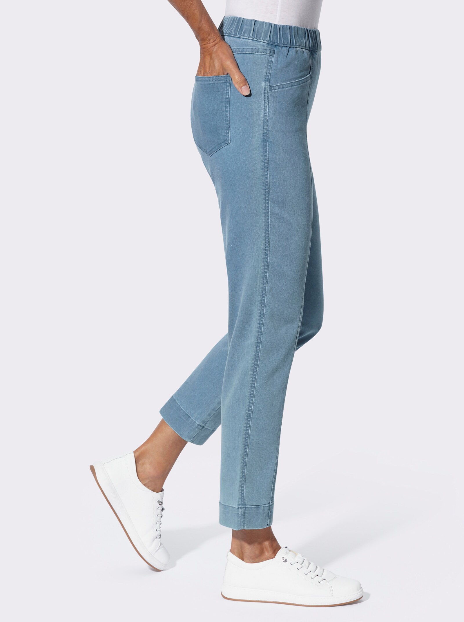 Stretch-Hose mit Teilungsnaht vorne - blue-bleached