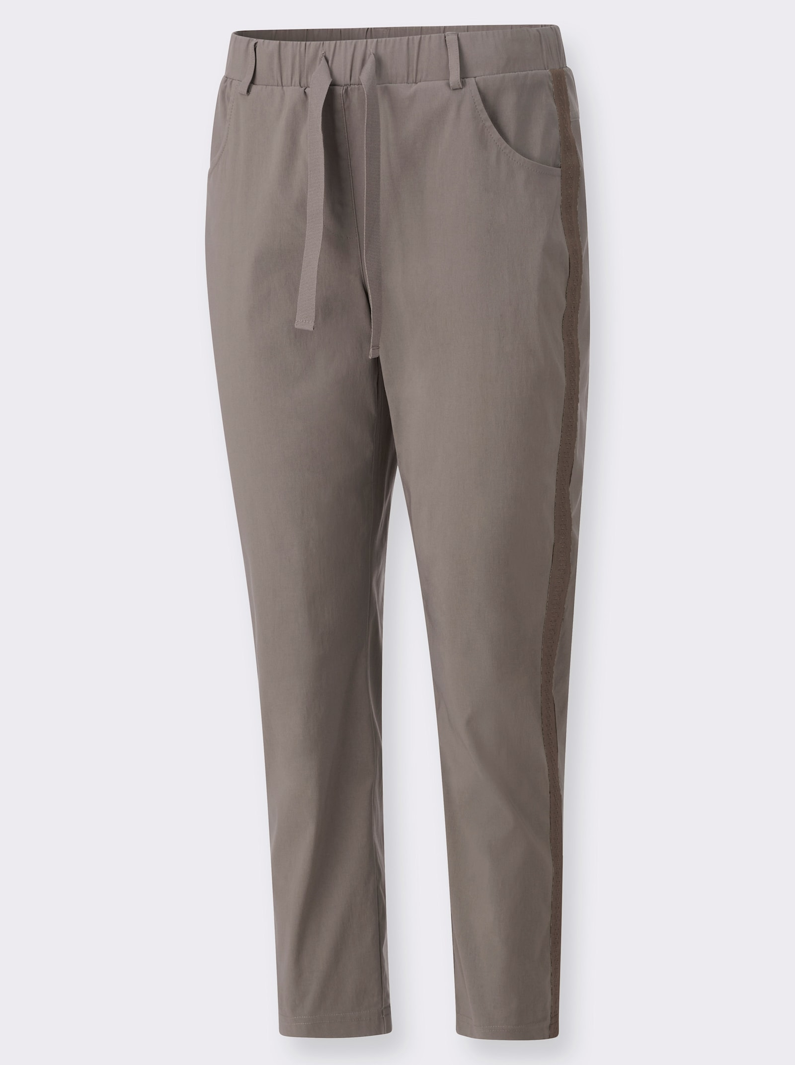 7/8-Hose mit Glanzband-Verzierung - dunkeltaupe