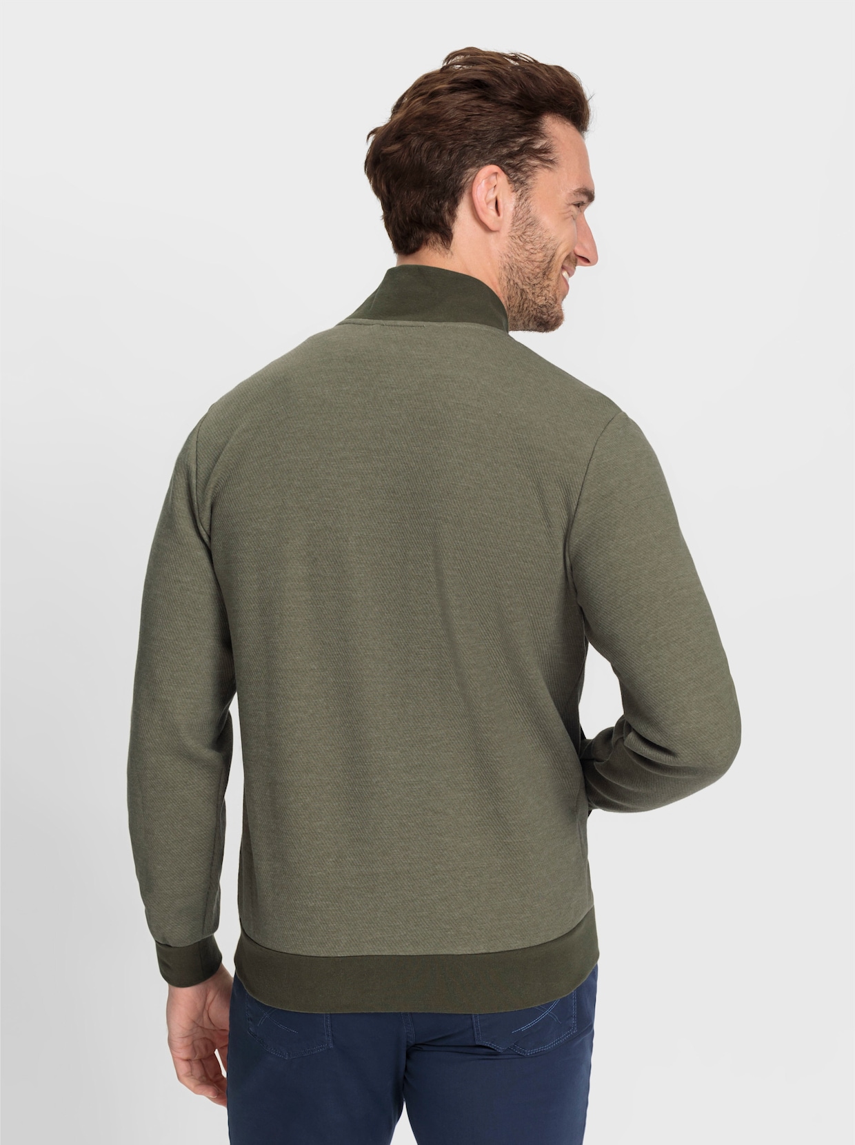 Marco Donati Sweatvest - kaki gemêleerd