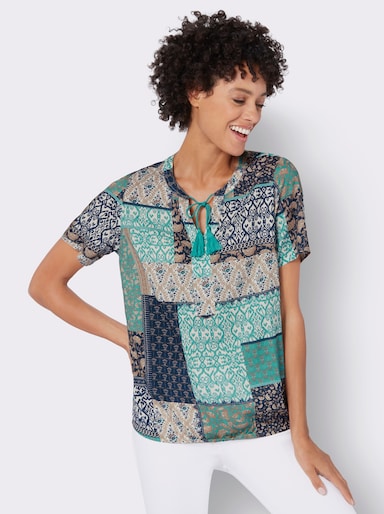 Blouse met print - oceaan-rookblauw-bedrukt