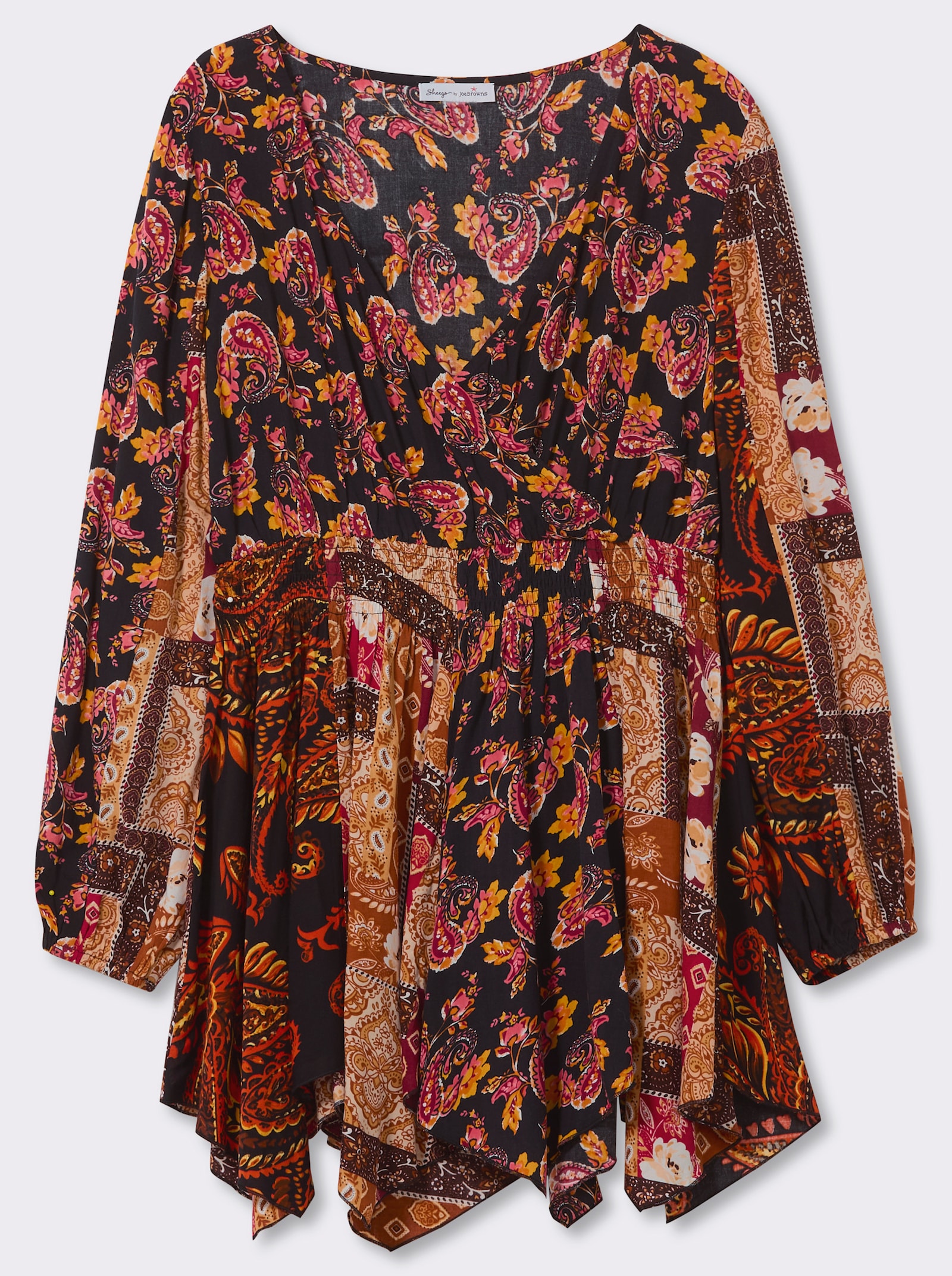 sheego by Joe Browns Tunika mit Zipfelsaum - schwarz-rostrot-gemustert