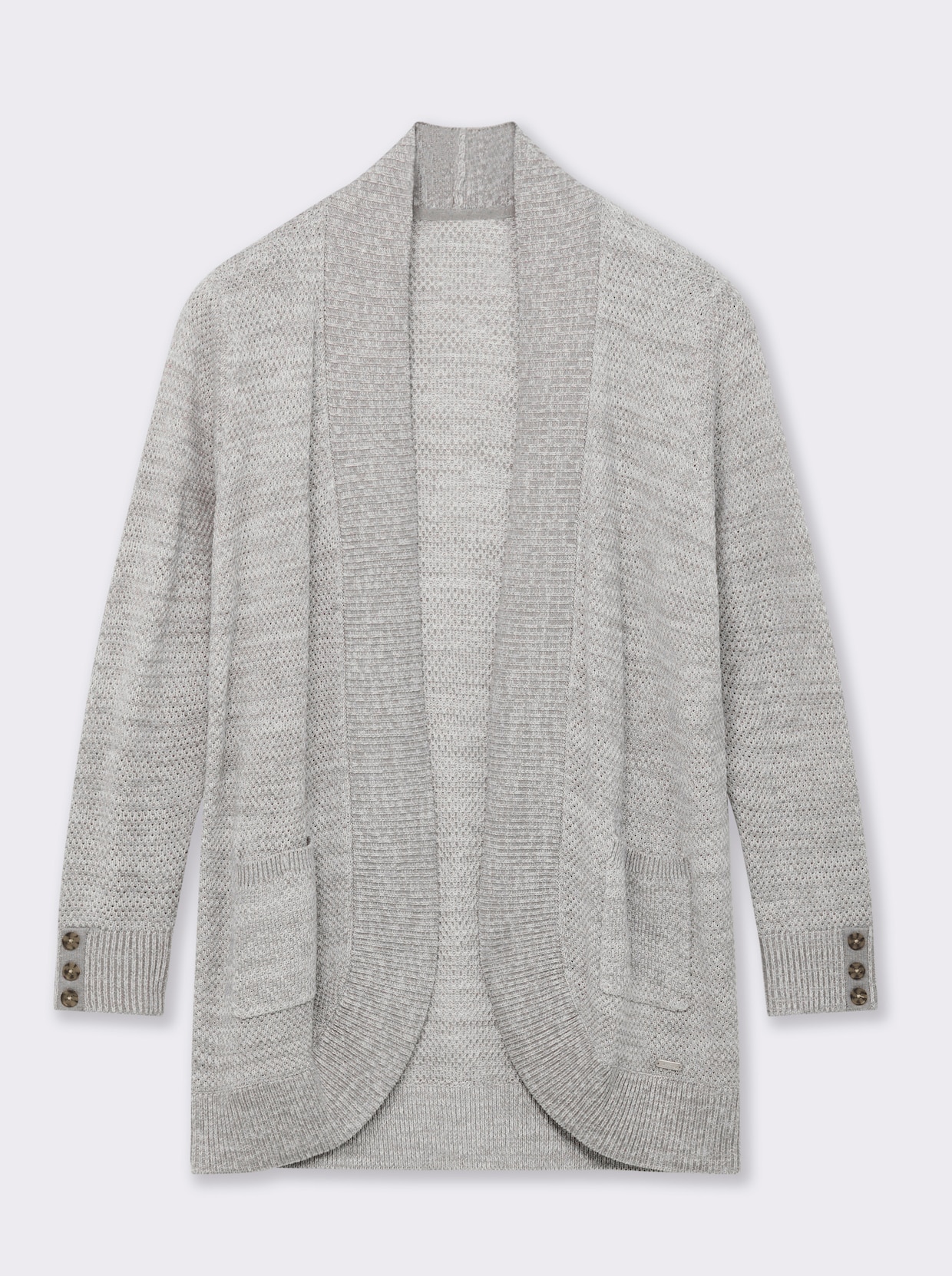 Longstrickjacke - steingrau-meliert