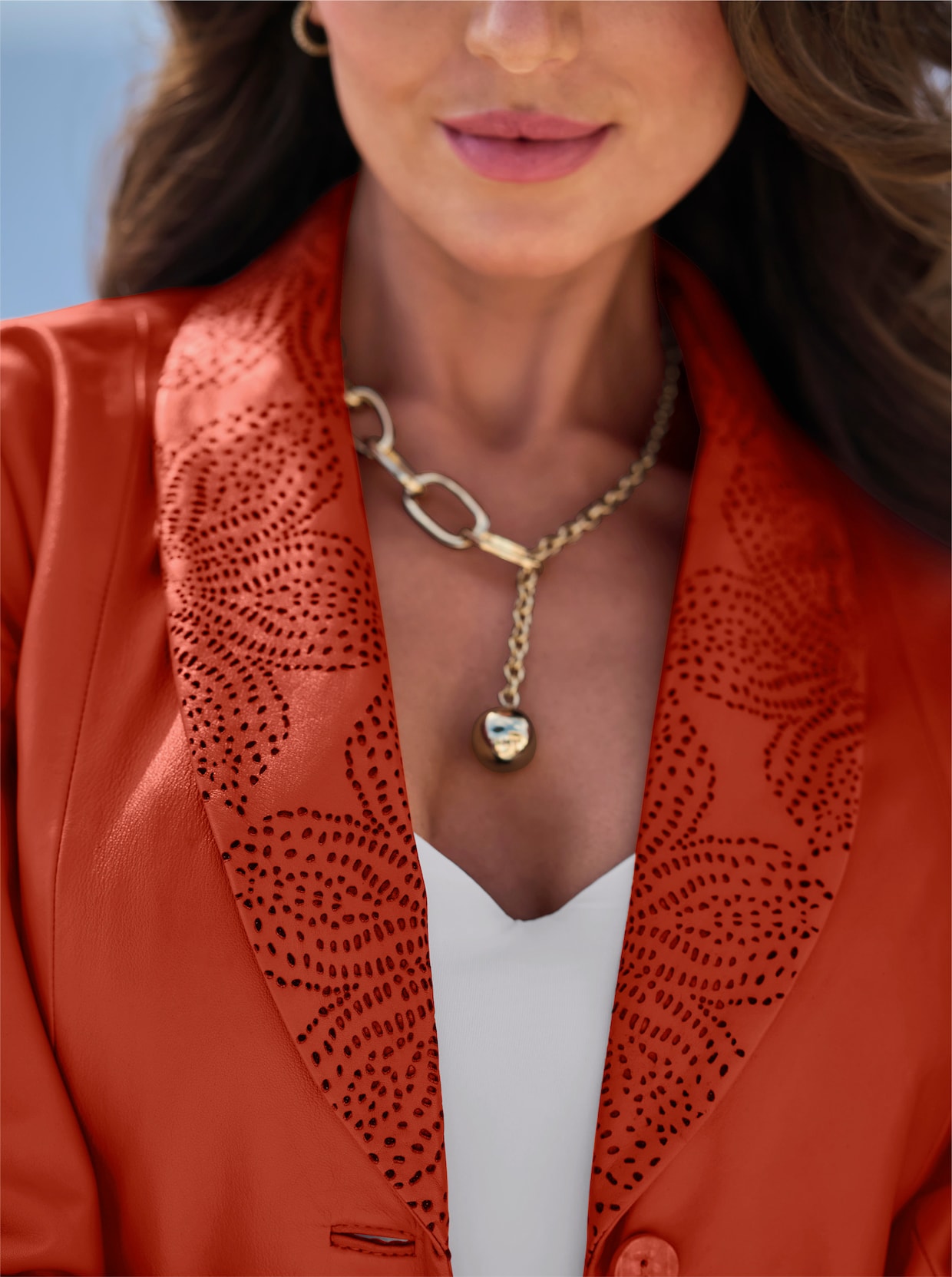 heine Veste en cuir - rouille