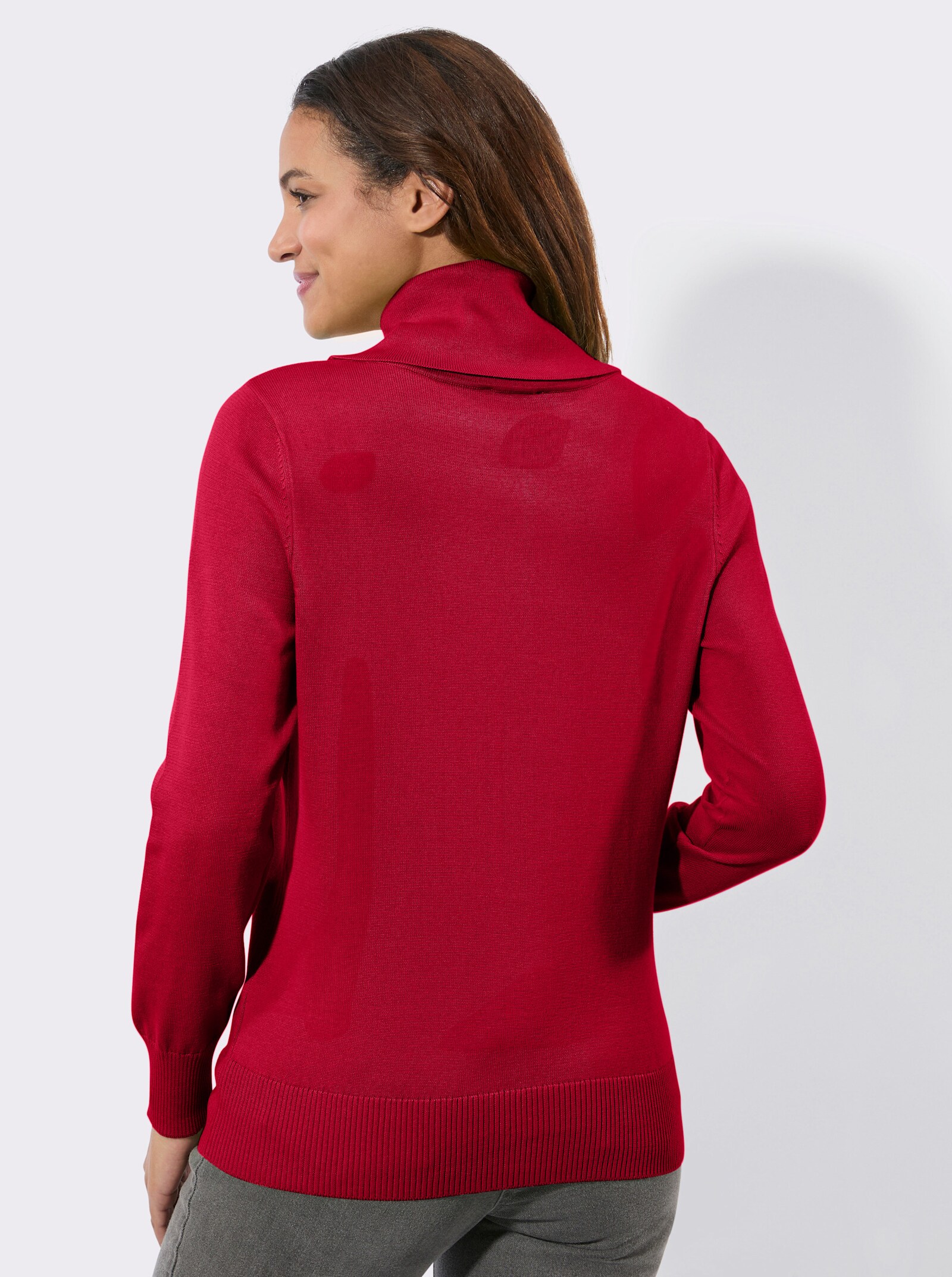 Rollkragenpullover aus weichem Feinstrick - rot