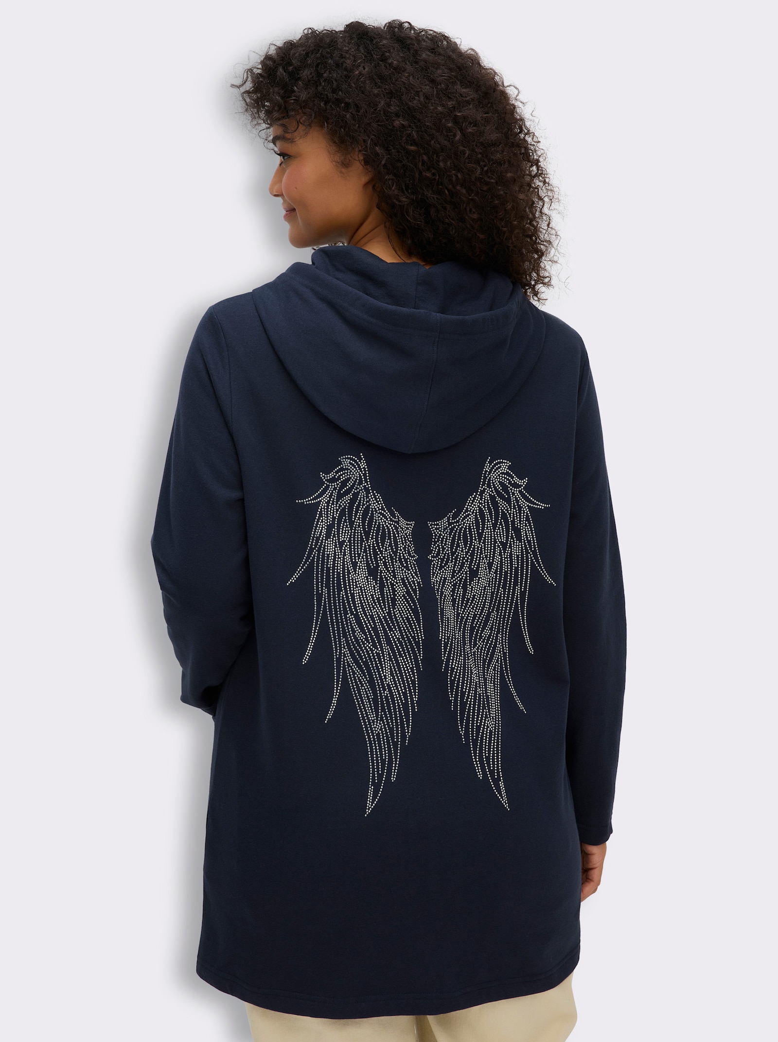 Sweatjacke mit Glitzer-Applikation hinten - marine