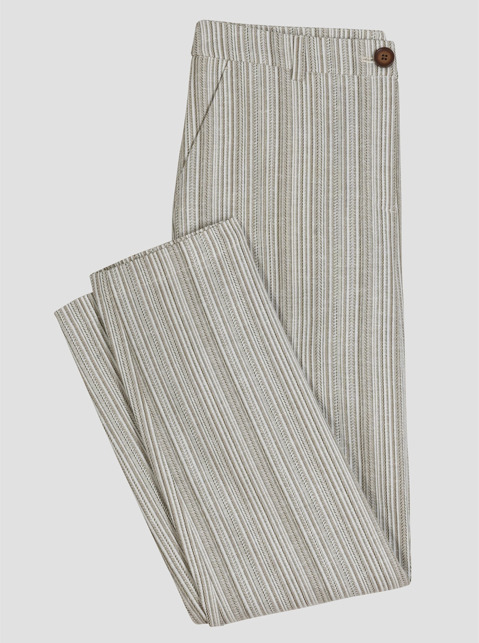 Leinenhose mit Jacquard-Muster - champagner-khaki-gestreift