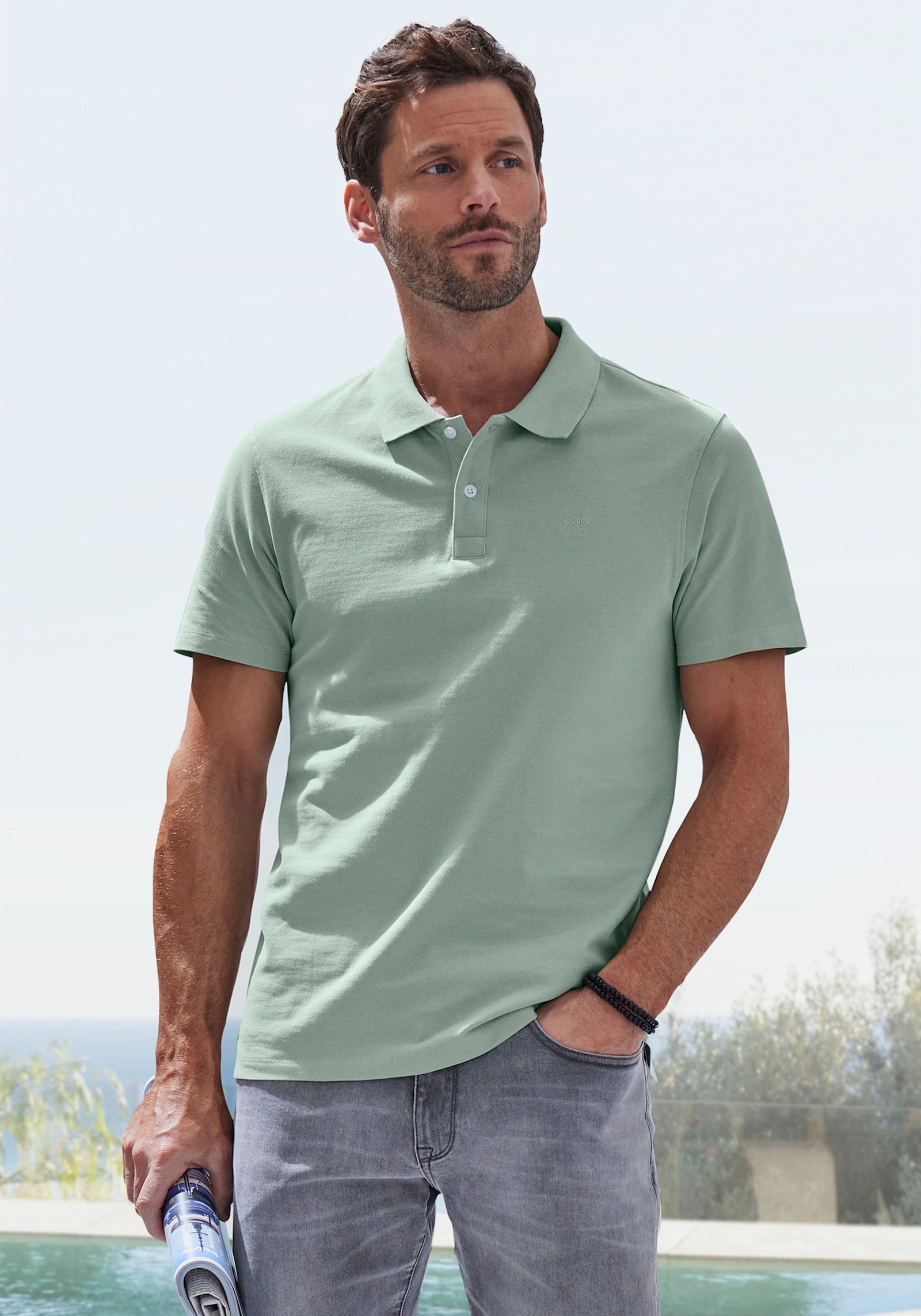 John Devin Poloshirt - hellblau/salbei