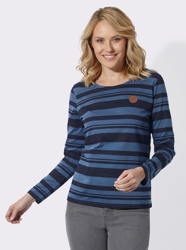 Streifenshirt mit Rundhals-Ausschnitt - jeansblau-marine-gestreift