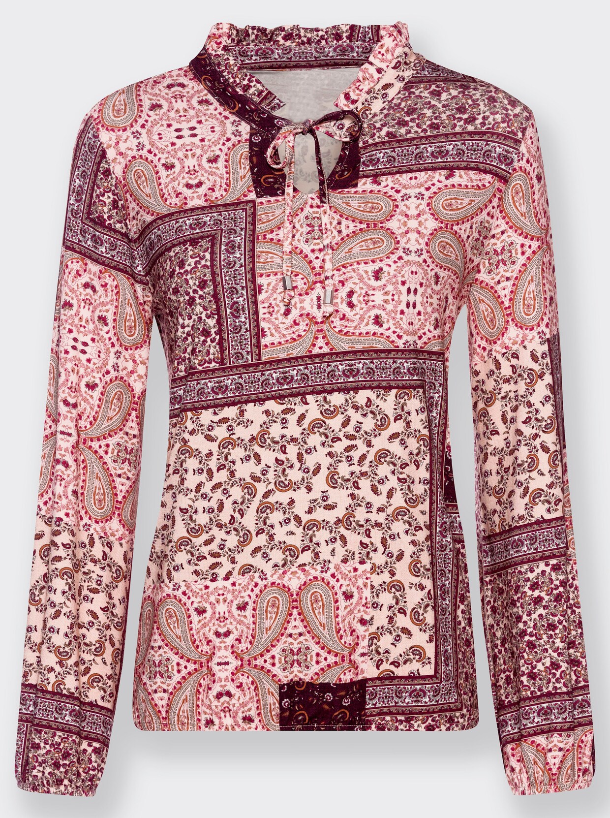 Langarmshirt - burgund-bedruckt
