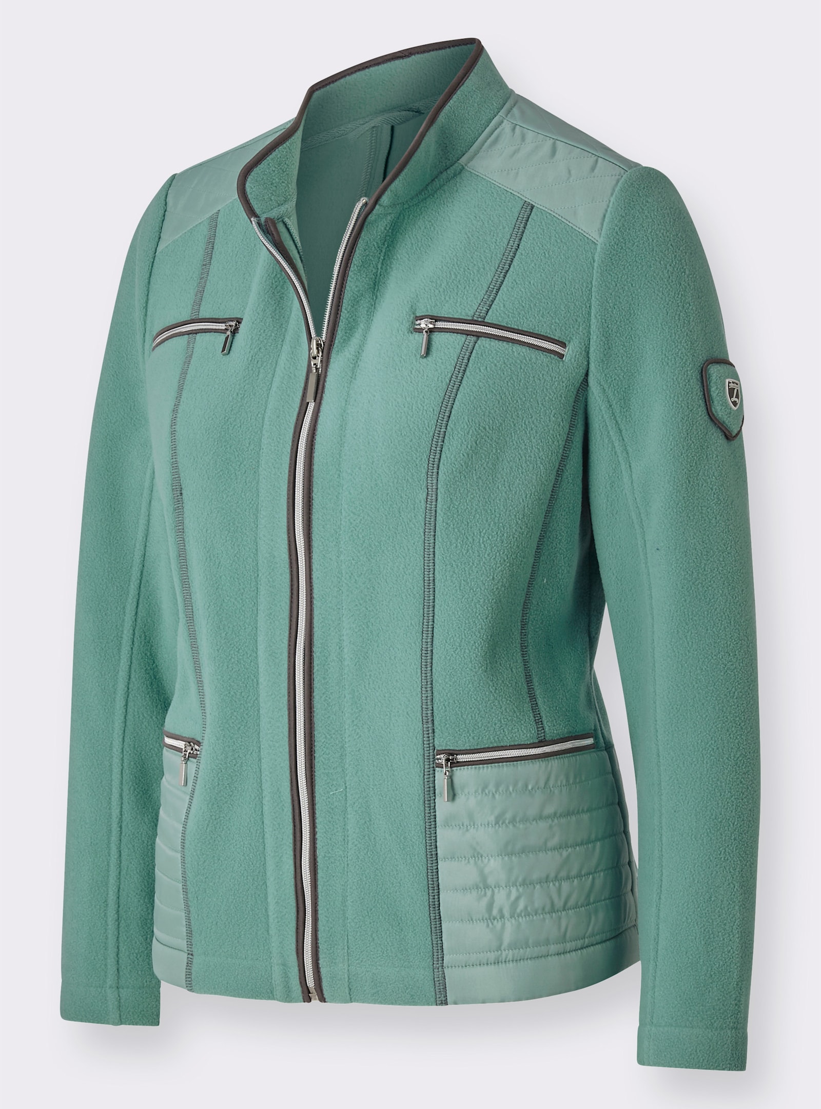 Fleecejacke dezent glänzenden Partien - salbei