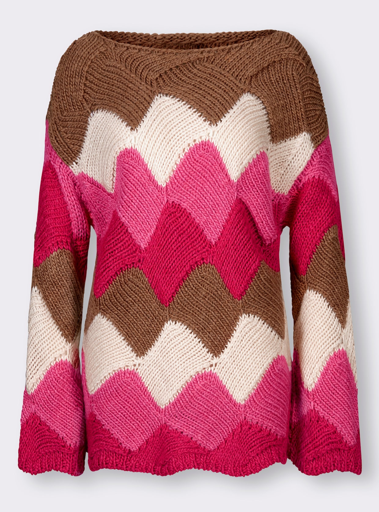 Pullover - bruin/pink gedessineerd