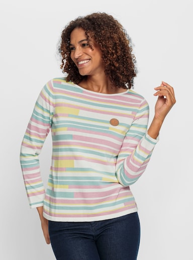 Pullover im bunten Streifenmuster - zitrone-mint-gemustert