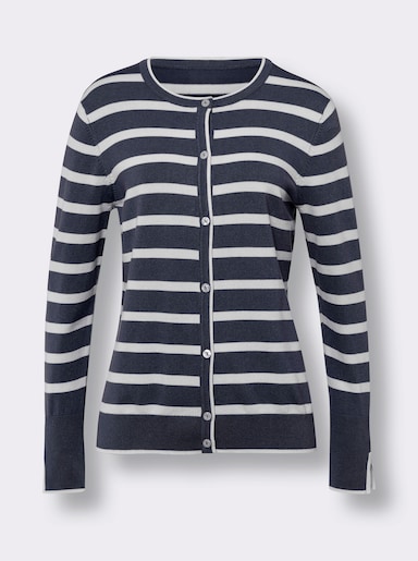 heine Feinstrickjacke - marine-ecru-gestreift