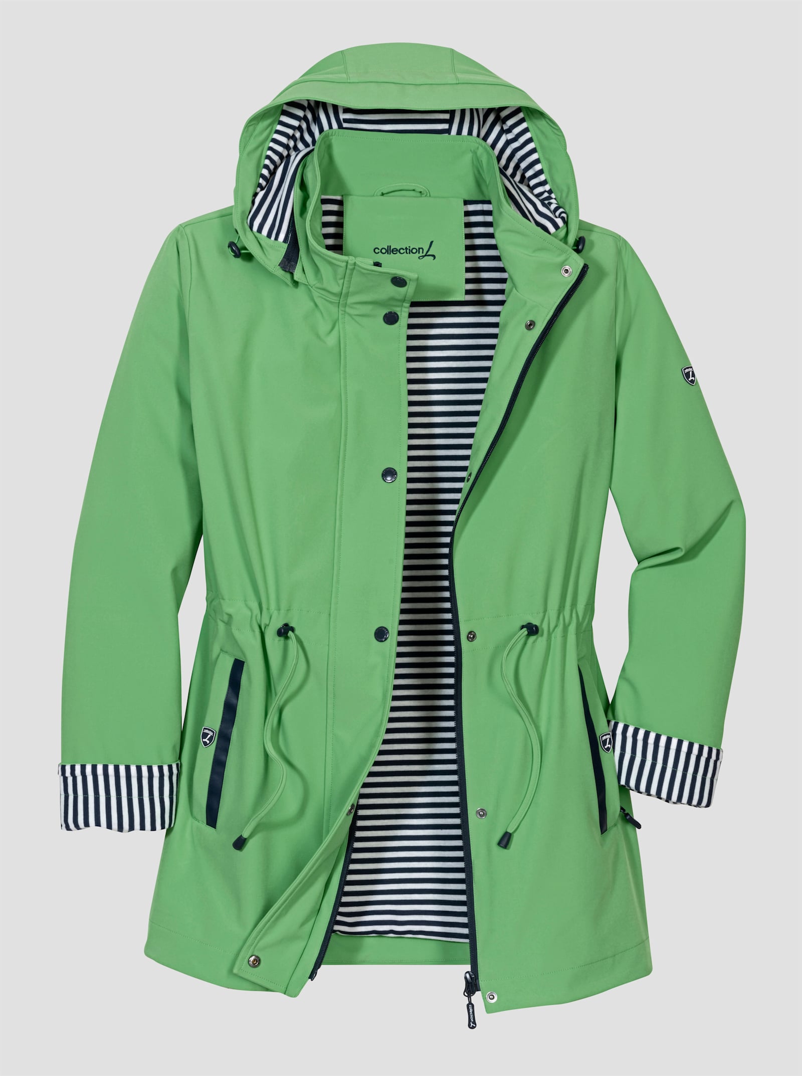 Softshelljacke mit abnehmbarer Kapuze - apfel