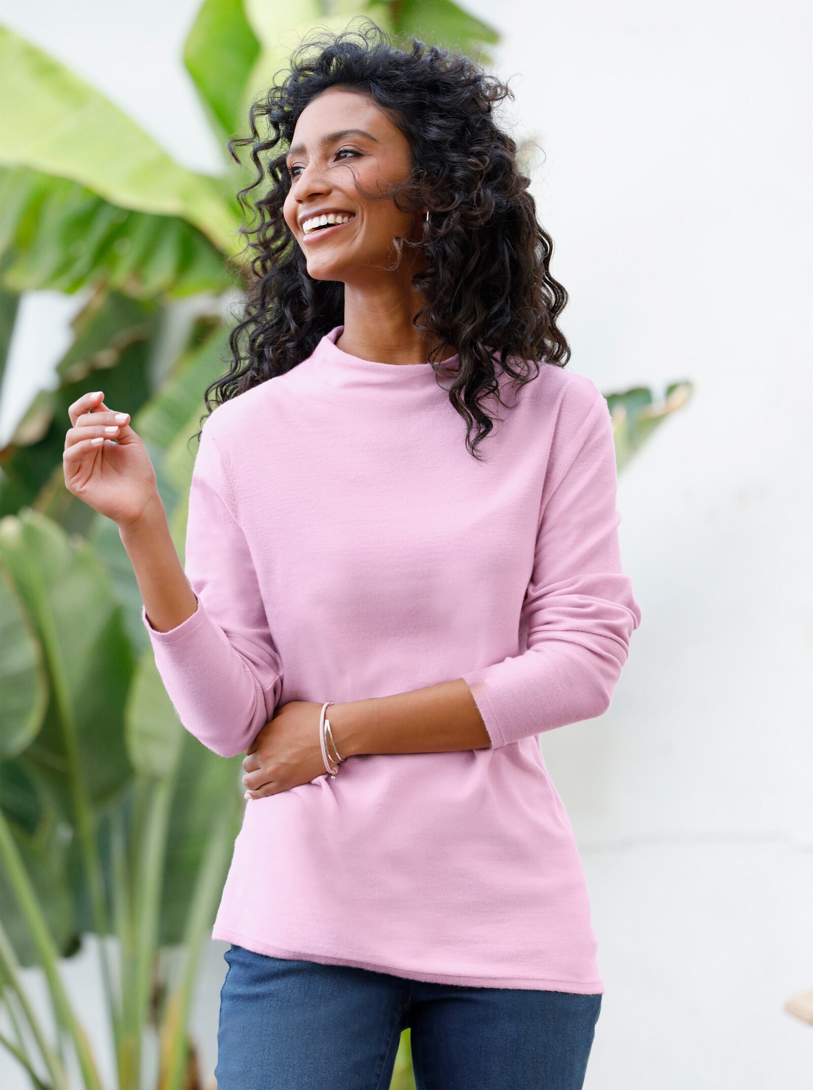 heine Stehkragenpullover mit Langarm - rosé