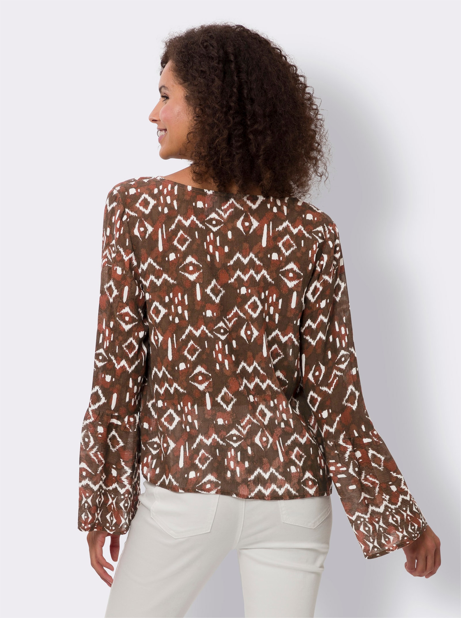 heine Schlupfbluse mit Ethno-Print - rotbraun-champagner-bedruckt