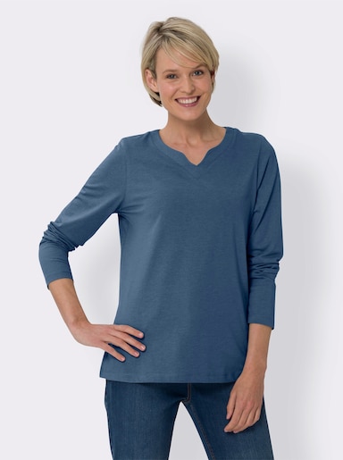 Langarmshirt - jeansblau-meliert