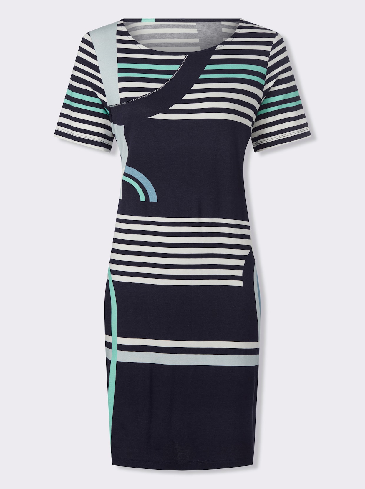 heine Druckkleid - marine-hellblau-bedruckt