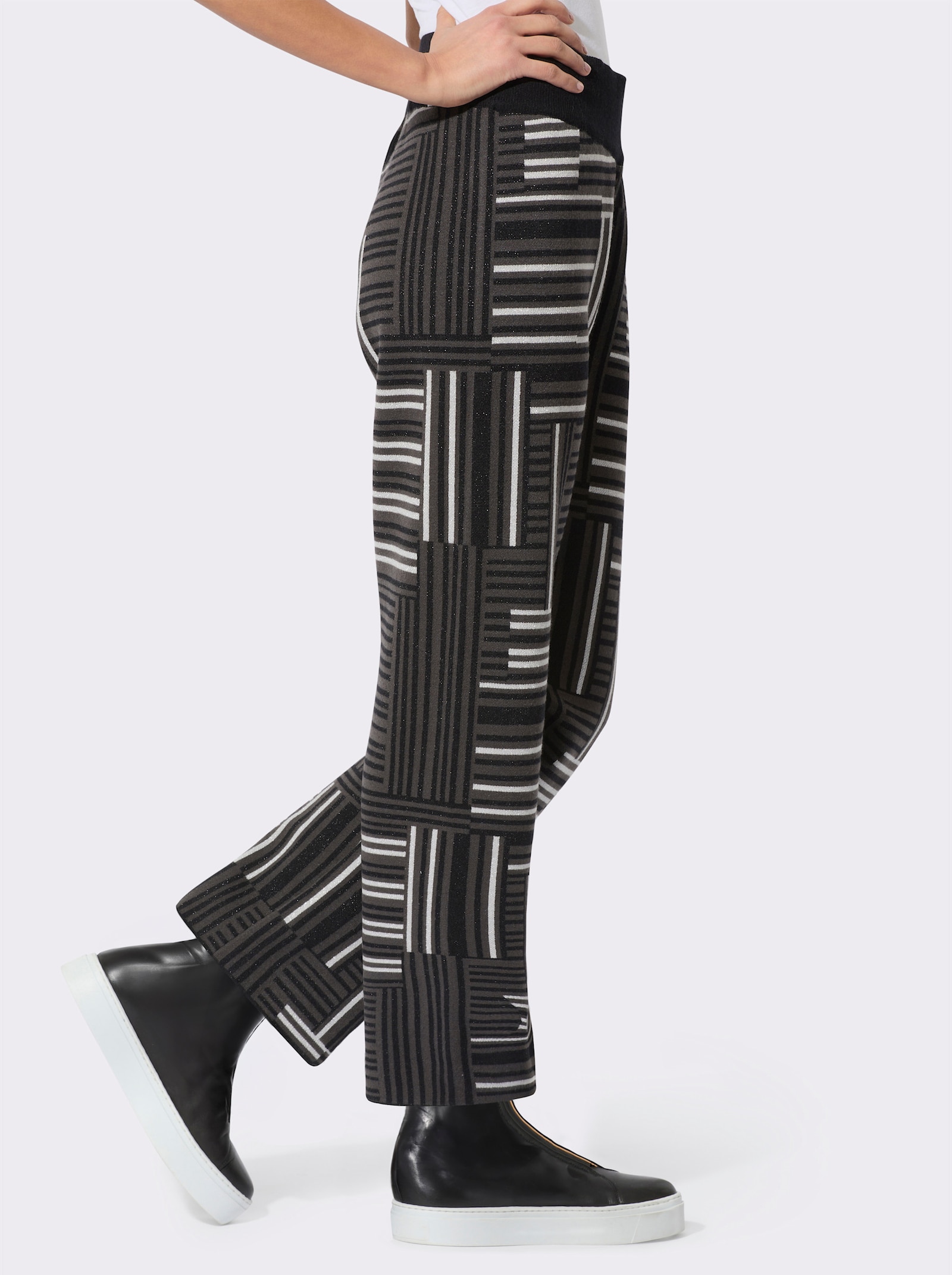 Strickhose im Jacquard-Strick-Dessin - graphit-schwarz-gemustert
