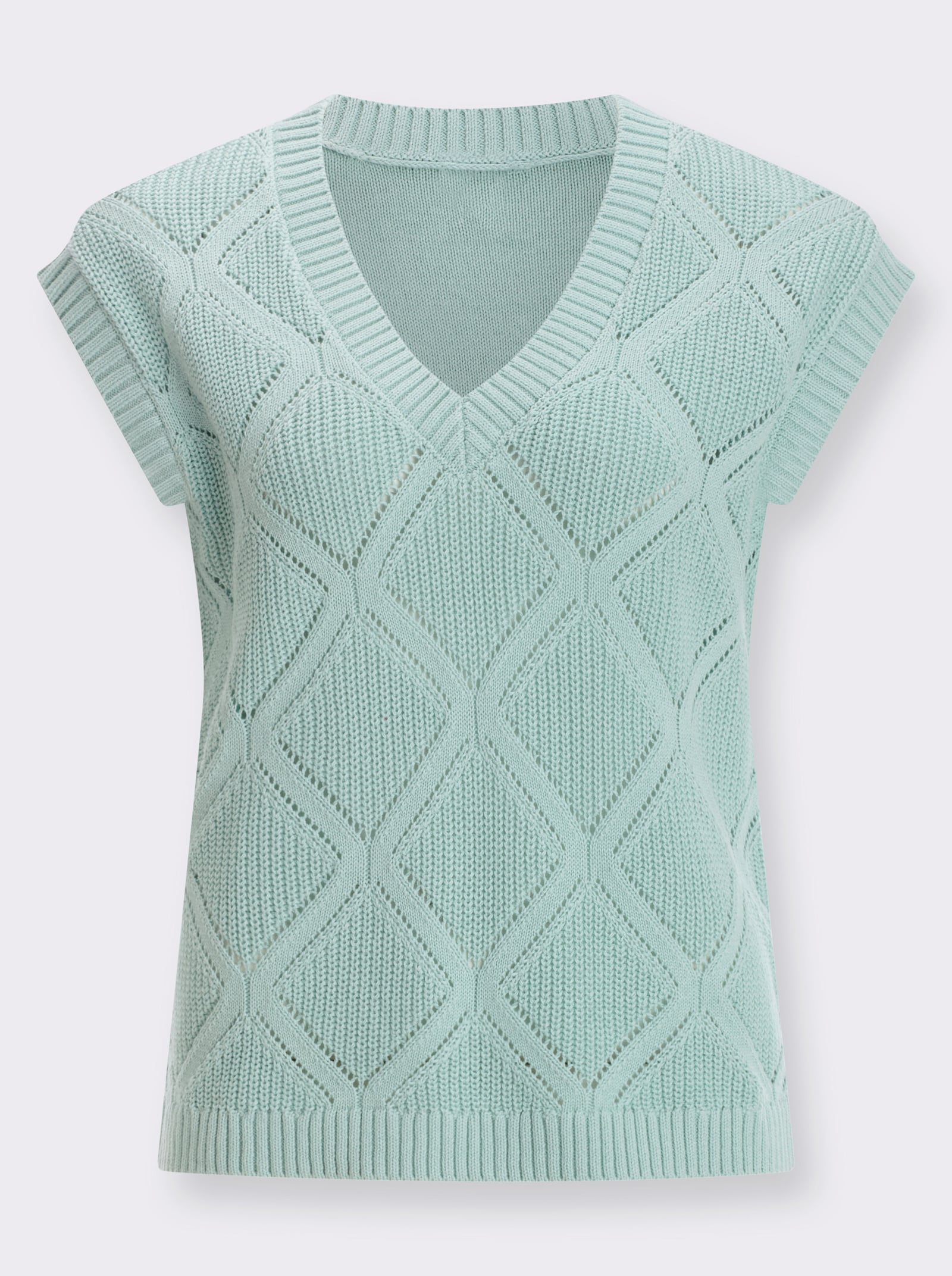 Pullunder mit Rauten-Muster im Vorderteil - kalkmint