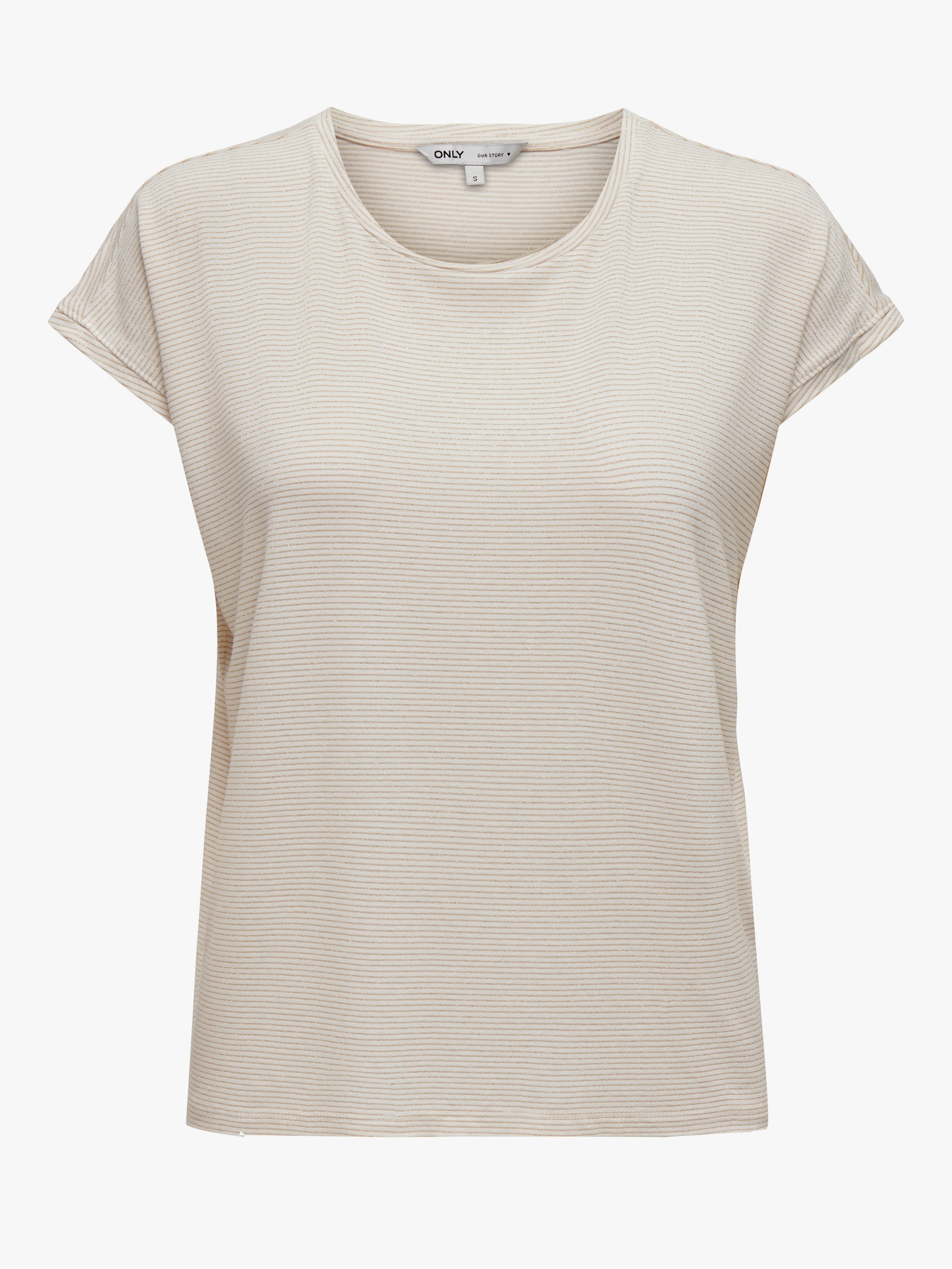 ONLY CARMAKOMA Kurzarmshirt - cloud dancer detail:gold lurex stripe
