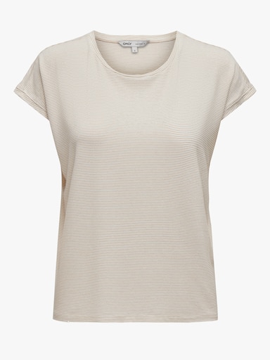 ONLY CARMAKOMA Kurzarmshirt - cloud dancer detail:gold lurex stripe