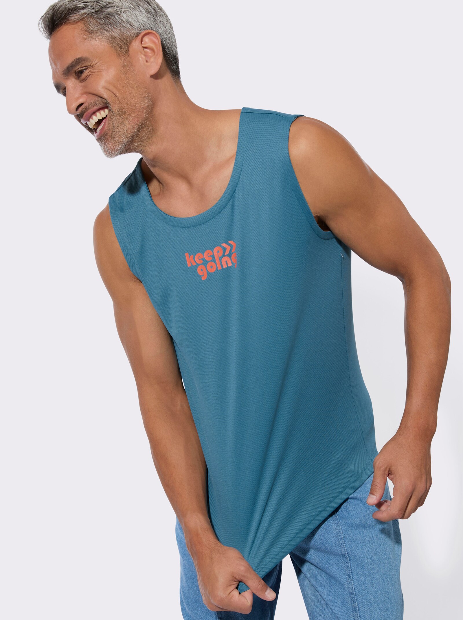 Achselshirt mit platziertem Schriftzug - topas