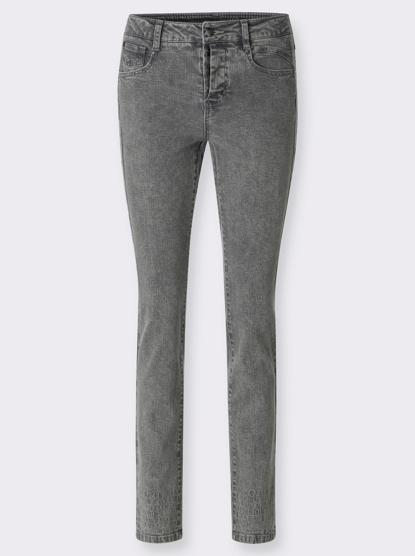 heine 5-pocketjeans met opschrift - light grey-denim