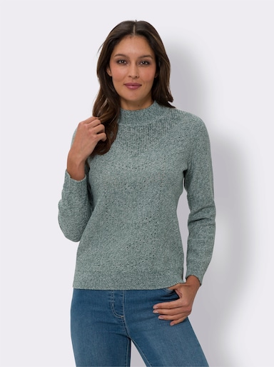 Langarm-Pullover - jade-ecru-meliert