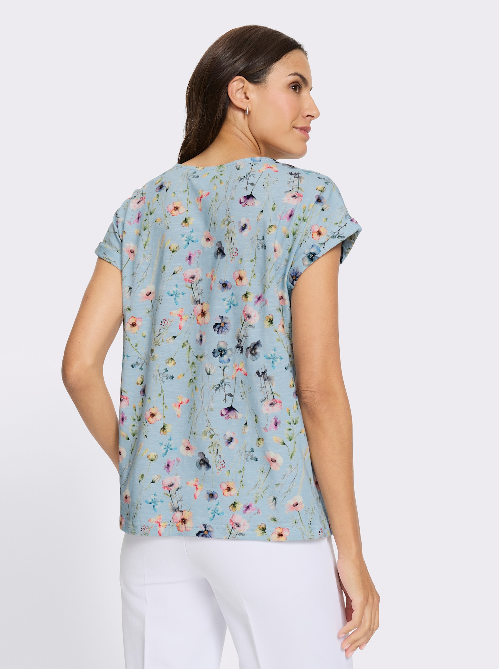 Print-Shirt mit Ärmel-Aufschlag - hellblau-bedruckt