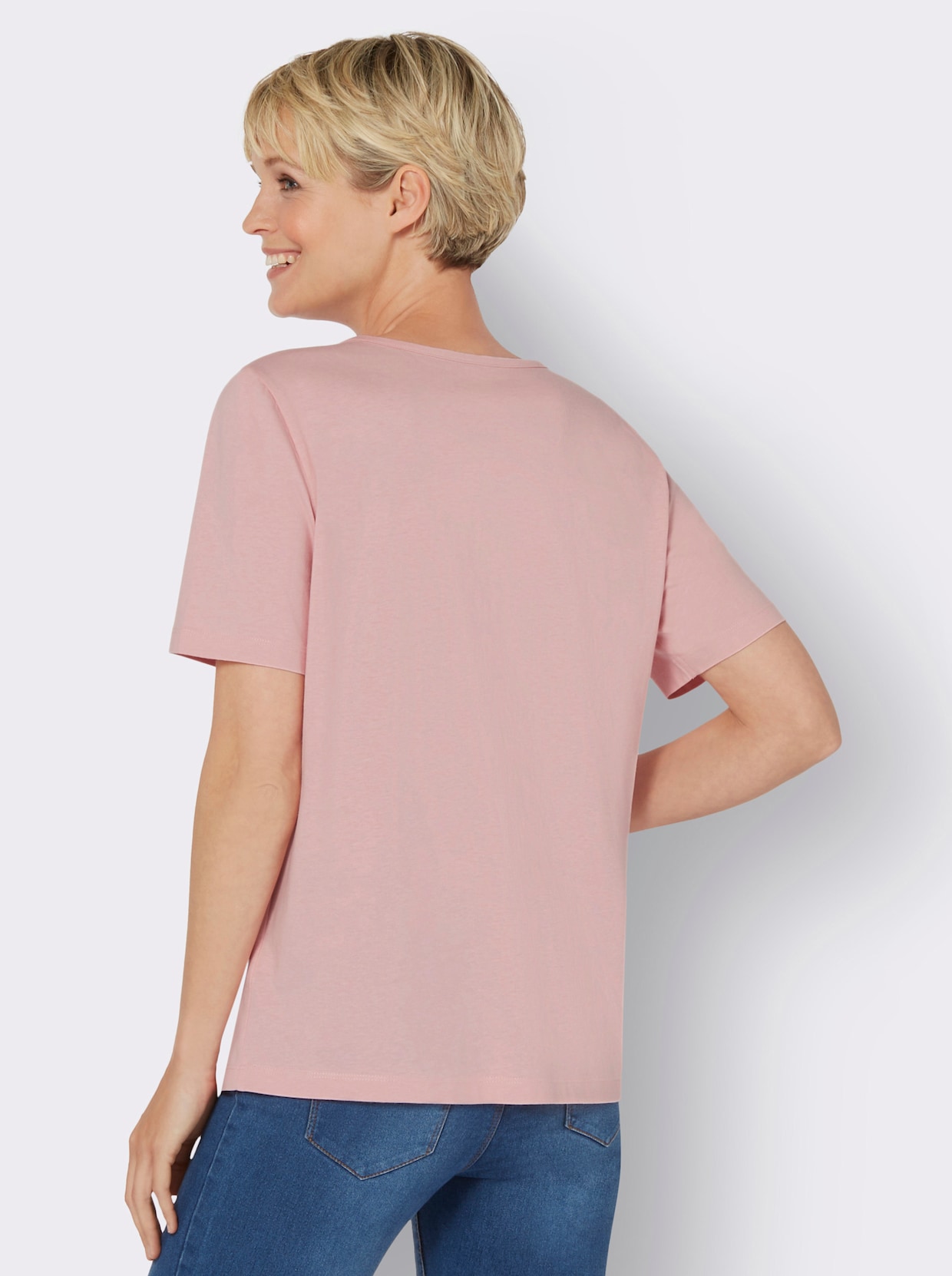 Shirt met V-hals - hortensia/pink