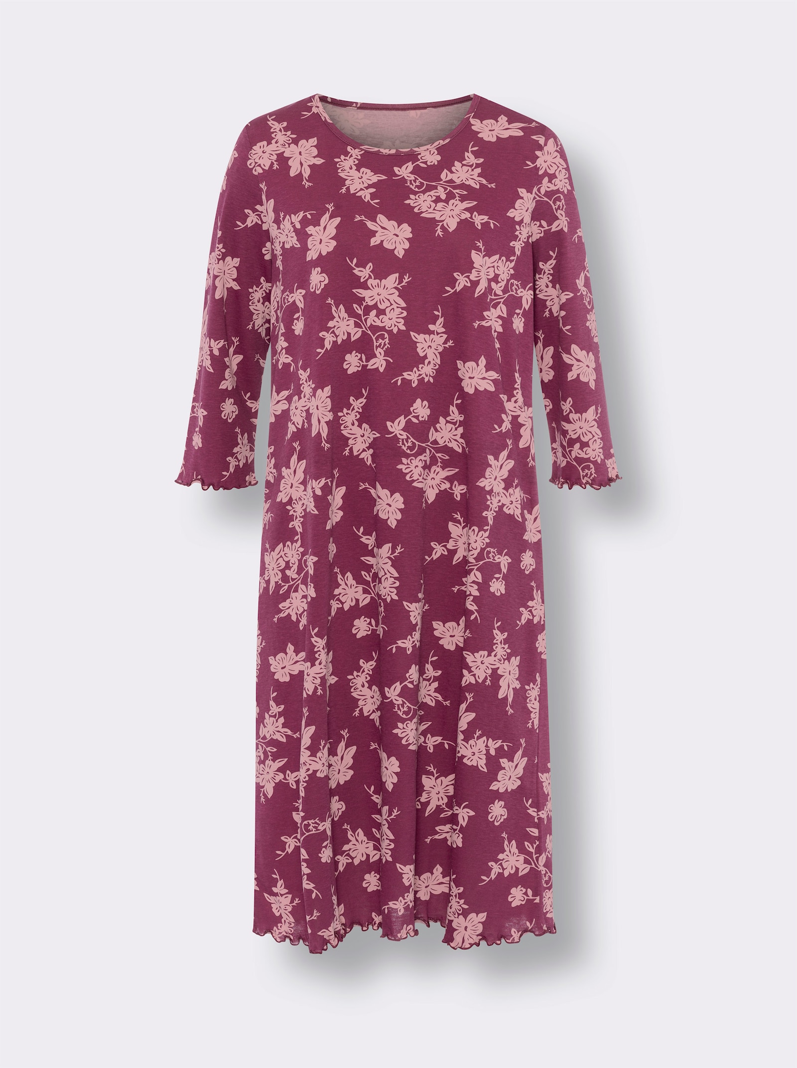 Nachthemd mit Ziernähten - malve-bedruckt