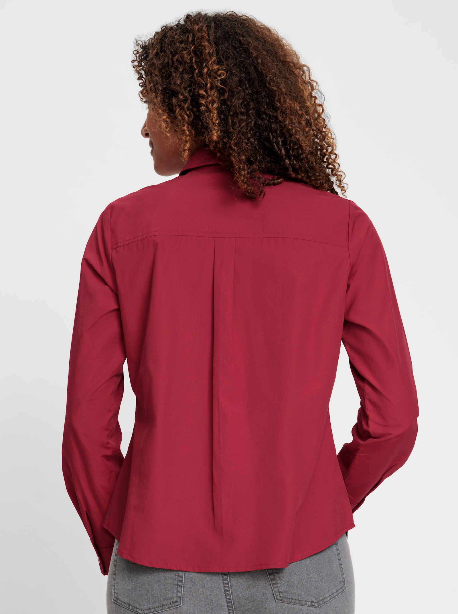 Langarm-Bluse im Baumwoll-Polyester-Mix - rot