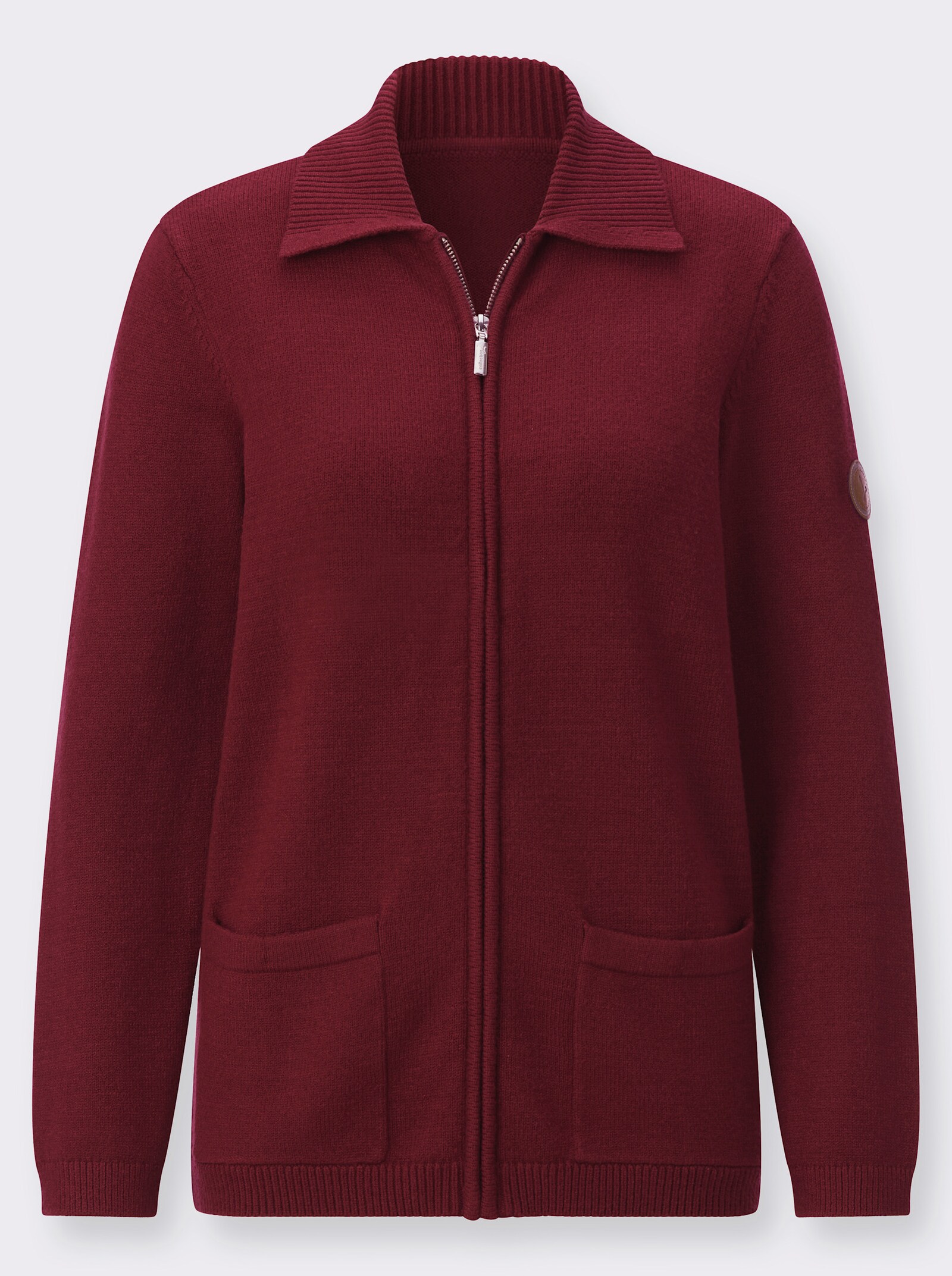 Strickjacke mit Polokragen - bordeaux